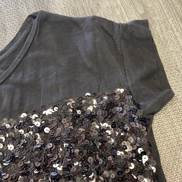 LOFT Black Short Sleeve Tee with Striped Sequin Details - Women’s Size S - Picture 5 of 7